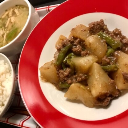 葉が付いてないカブだったのでインゲンを入れました。簡単だったのに、トロトロですっごく美味しかったです！絶対リピします(^^)/